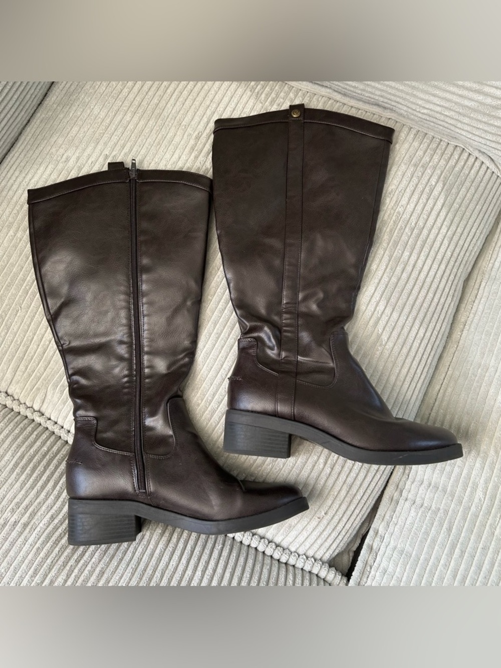 Women's Lifestride Dark Brown Leather Wide Calf Riding Boots